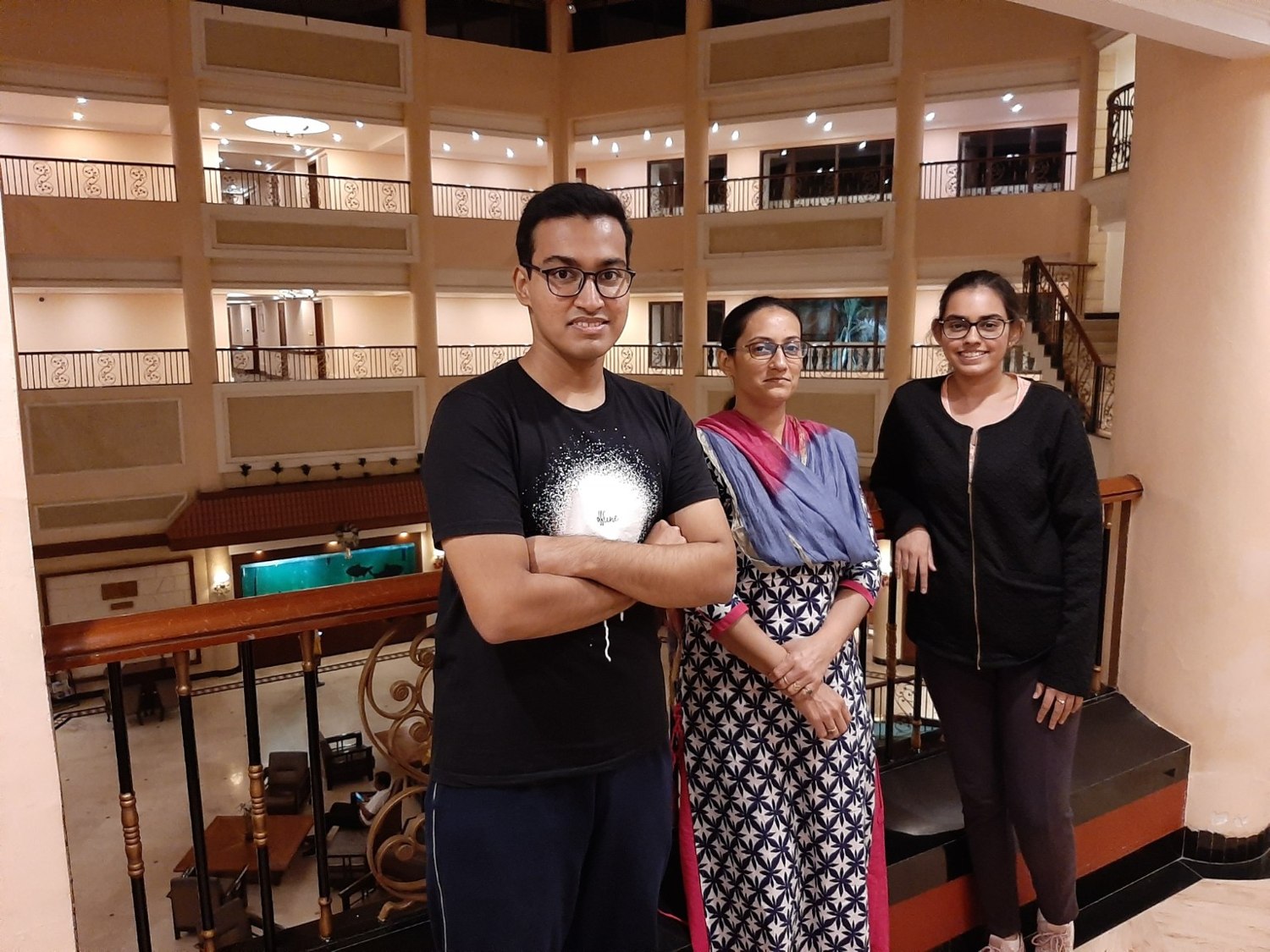 The three of us together on a balcony
